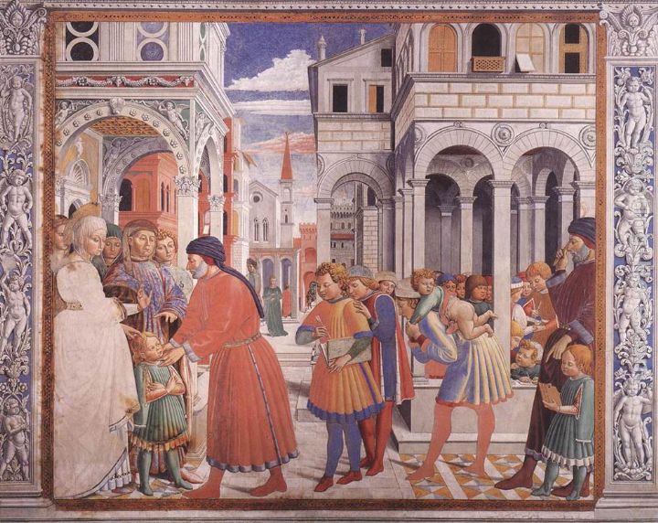 The School of Tagaste (scene 1, north wall) painting - Benozzo di Lese di Sandro Gozzoli The School of Tagaste (scene 1, north wall) art painting